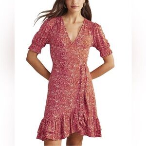 👗 Boden Ruffle Hem Puff Sleeve True Wrap Dress 14